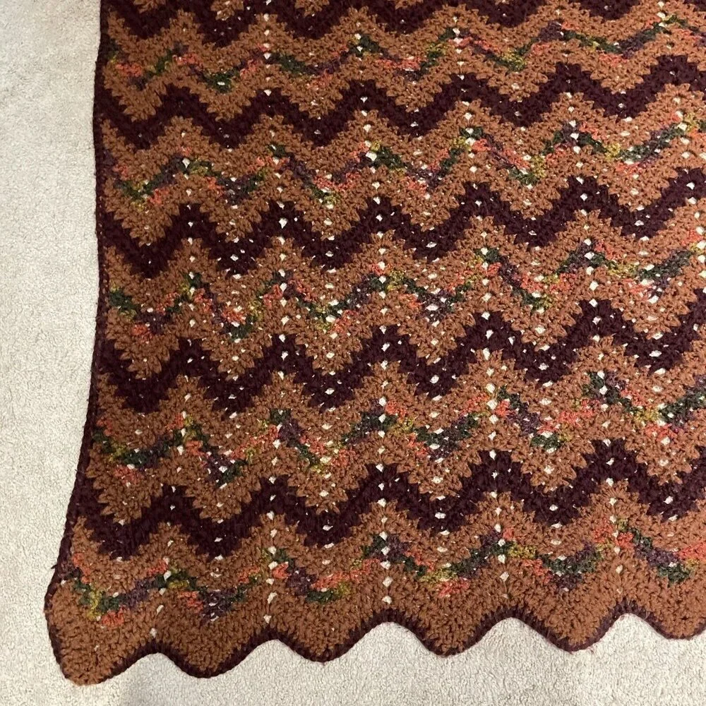 Vintage Handmade Crochet Afghan Throw 51x48
